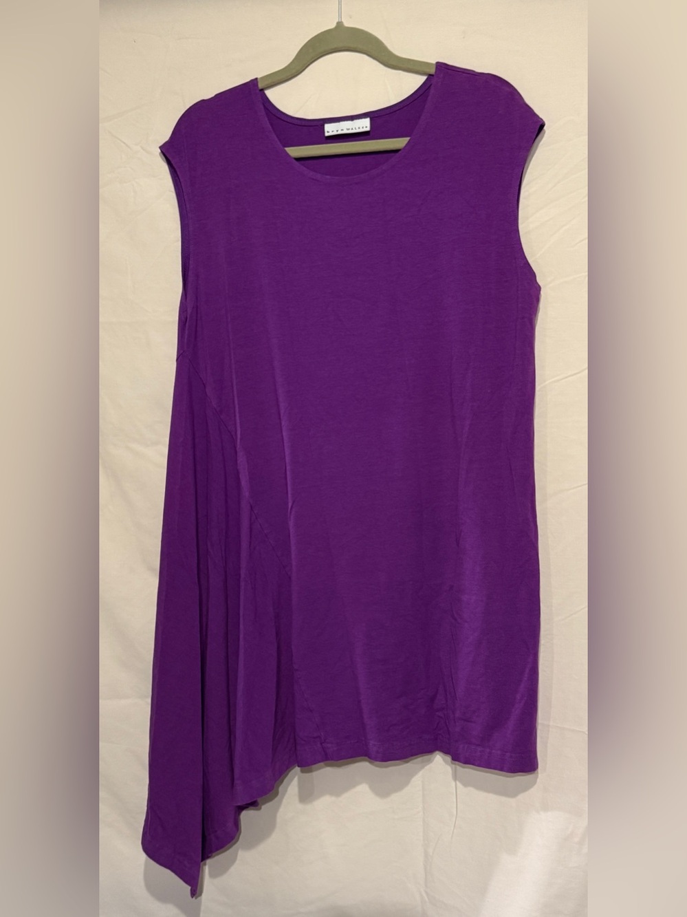 Rare Pristine bryn WALKER Vivid Purple Asymmetrical Casual Flowy Soft Dress L